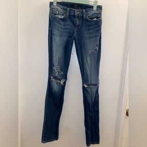 Joes Jeans Vidika Dark Wash Mid Rise Distressed Skinny Jeans Stretch Womens 26